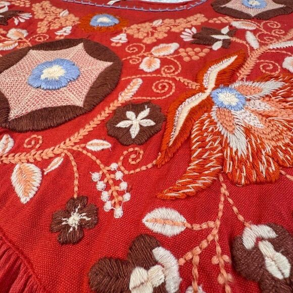 Free People Claudine Embroidered Floral Crop Top Blouse FLAW - Picture 13 of 15